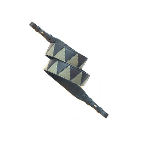 Sharktooth Bag Strap in Veg. Tanned Leather - Blue & Khaki